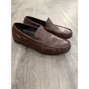 Mephisto Men’s Size 9 Brown Leather Slip On Cool-air Loafers Made In Portugal